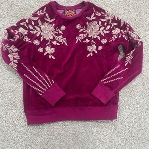 *2 for $10* Johnny Was Magenta Floral Embroidered Top